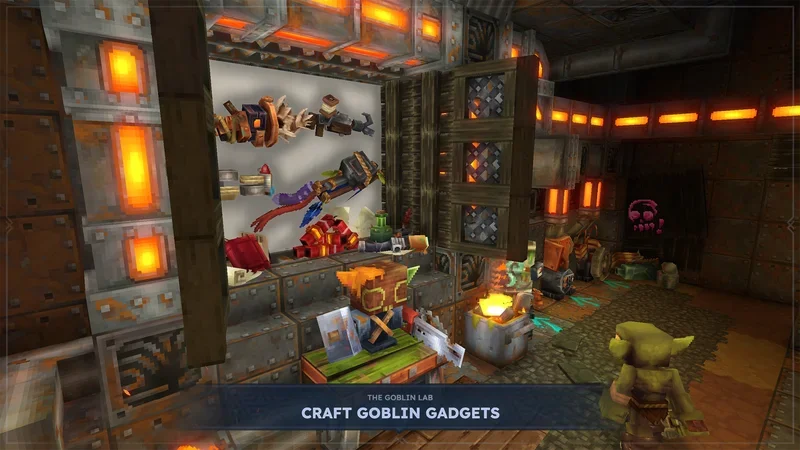 Atelier de fabrication des gadgets gobelins avec un gobelin à côté