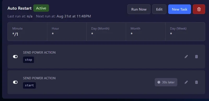 Active Schedule with both tasks configured