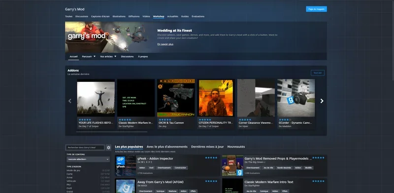 Garry's Mod Steam Workshop page
