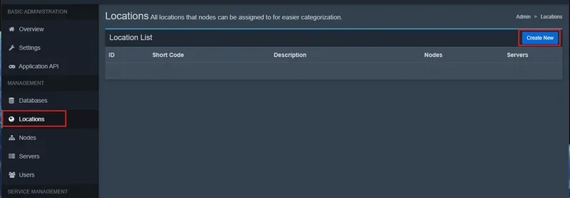 Locations Management Interface