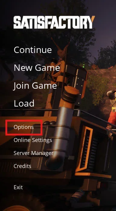 Menu Options de Satisfactory