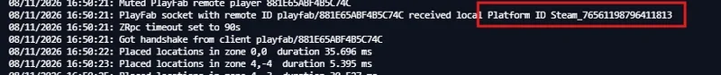 Récupération du SteamID dans la console du panel Winheberg