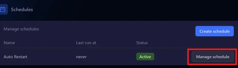 Bouton Manage Schedule