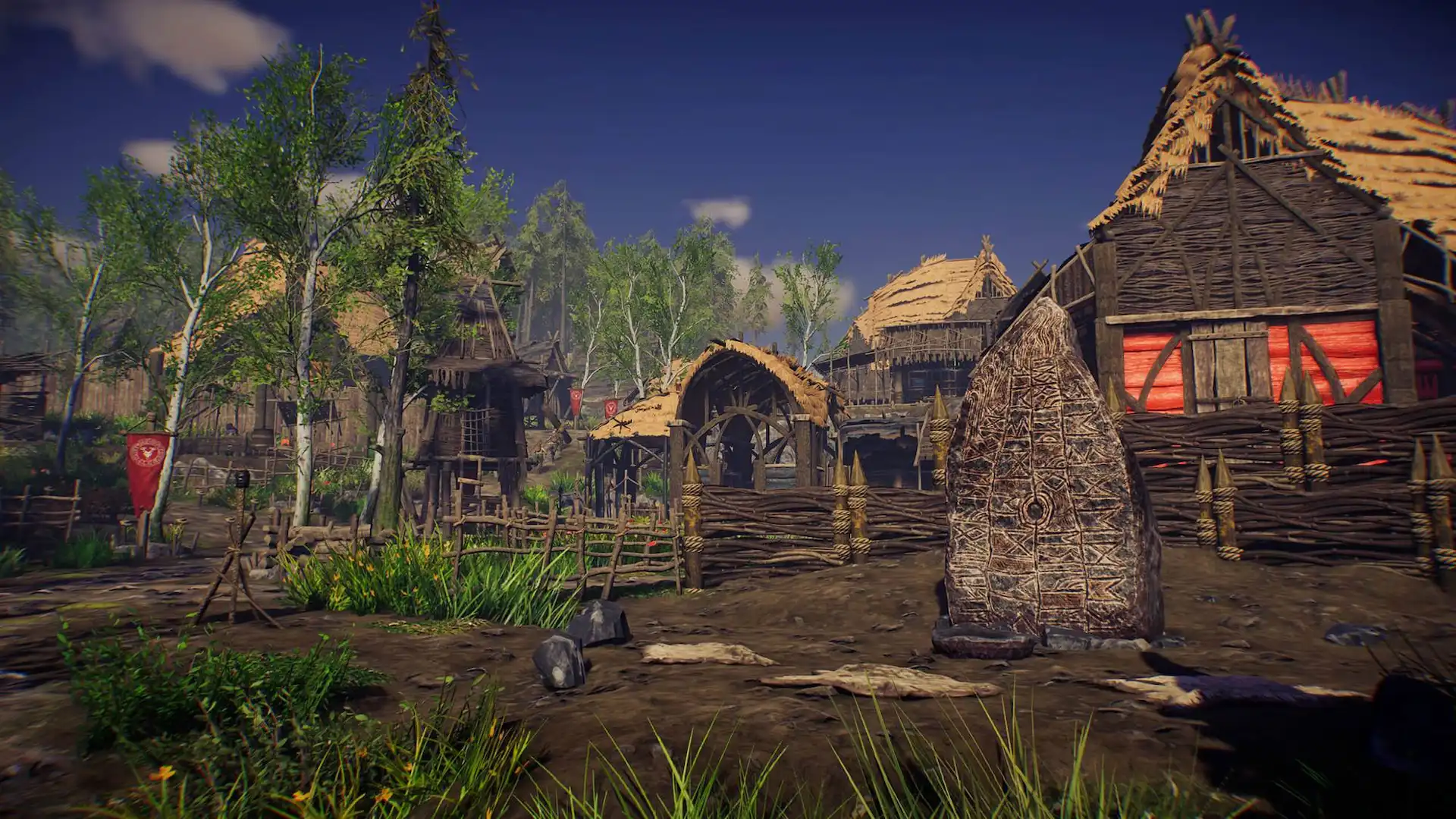Aska server hosting features with Viking settlement building and cooperative survival gameplay